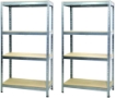 2 SCAFFALI IN METALLO ZINCATO CON PIANI IN TRUCIOLATO 90 X 40 X 174 CM 4 RIPIANI