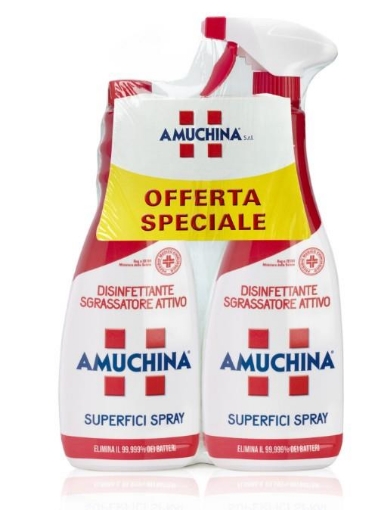 AMUCHINA DISINFETTANTE SGRASSATORE ATTIVO SPRAY ELIMINA IL 99% DEI BATTERI 750ML + RICARICA OKX