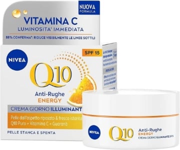 NIVEA  CREMA VISO Q10  ENERGY GIORNO ILLUMINANTE SPF1 RIDUCE VISIBILMENTE LE LINEE SOTTILI CON VITAMINA C + GUARANÀ 50ML OKX