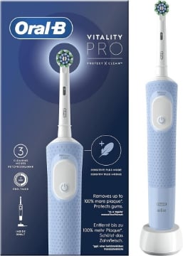 ORAL B SPAZZOLINO ELETTRICO PRO VITALITY BLU RIMUOVE FINO AL 100% IN PIÙ DI PLACCA PROTEGGE LE GENGIVE SUPER DELICATO OKX
