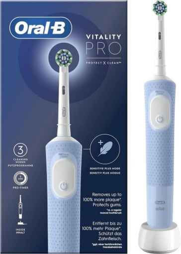 ORAL B SPAZZOLINO ELETTRICO PRO VITALITY BLU RIMUOVE FINO AL 100% IN PIÙ DI PLACCA PROTEGGE LE GENGIVE SUPER DELICATO OKX
