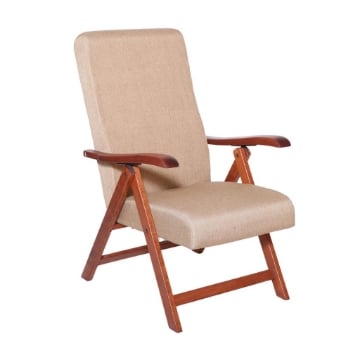 POLTRONA MIAMI NOCE BEIGE IN FAGGIO CON IMBOTTITURA POGGIATA SU CINGHIE SCHIENALE REGOLABILE IN QUATTRO POSIZIONI 