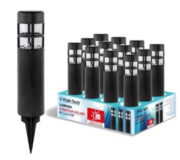 HIGH-TECH LAMPADA A ENERGIA SOLARE DIAMETRO 7 X 42 H CM STILE MODERNO CON CORPO NERO E PERNO PER APPORLO A TERRA OKX