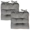 SET 2 CUSCINI DA SEDUTA COLORE GRIGIO 38X38X8 CM IMBOTTITURA MORBIDA PROVVISTI DI LACCI LAVABILI A 30°