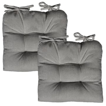 SET 2 CUSCINI DA SEDUTA COLORE GRIGIO 38X38X8 CM IMBOTTITURA MORBIDA PROVVISTI DI LACCI LAVABILI A 30°