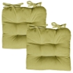 SET 2 CUSCINI DA SEDUTA COLORE VERDE 38X38X8 CM IMBOTTITURA MORBIDA PROVVISTI DI LACCI LAVABILI A 30°