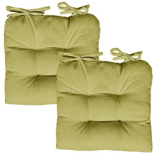 SET 2 CUSCINI DA SEDUTA COLORE VERDE 38X38X8 CM IMBOTTITURA MORBIDA PROVVISTI DI LACCI LAVABILI A 30°