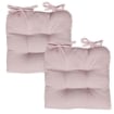 SET 2 CUSCINI DA SEDUTA COLORE ROSA 38X38X8 CM IMBOTTITURA MORBIDA PROVVISTI DI LACCI LAVABILI A 30°
