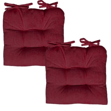 SET 2 CUSCINI DA SEDUTA COLORE ROSSO 38X38X8 CM IMBOTTITURA MORBIDA PROVVISTI DI LACCI LAVABILI A 30°