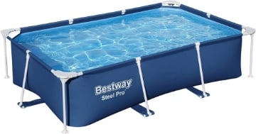 BESTWAY 56403 PISCINA STEEL PRO FRAME RETTANGOLARE 170L X 259L X 61H CM CAPACITÀ 2300 LT FUORI TERRA BLU SCURO OKX