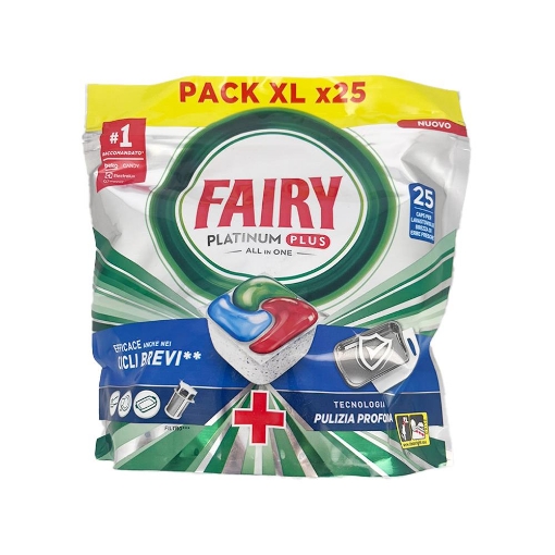 FAIRY TABS PLATINUM PLUS EFFICE ANCHE NEI CICLI BREVI CON TECNOLOGIA PULIZIA PROFONDA 25 CAPSULE PER LAVASTOVIGLIE BREZZA DI ERBE FRESCE OKX 
