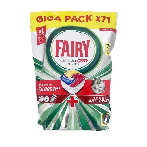 FAIRY PLATINUM PLUS EFFICACE ANCHE NEI CICLI BREVI E TECNOLOGIA ANTI OPACO 71 CAPSULE FRAGRANZA LIMONE OKX
