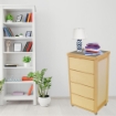 CASSETTIERA PRESTIGE NATURALE IN FAGGIO MASSELLO 4 CASSETTI CON GUIDE METALLICHE TOP IN CERAMICA RUOTE IN PLASTICA GOMMATA PIROETTANTI 