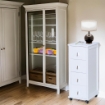 VESUVIO CASSETTIERA POKERINO COLORE BIANCO IN FAGGIO BASE INFERIORE DI BETULLA 4 CASSETTI  84X29X39 CM