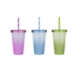 MA MAISON FUNNY-DUO BICCHIERE CON TAPPO E CANNUCCIA IN PLASTICA COLORE ASSORTITO 612 ML OKX