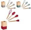 MA MAISON PORTA UTENSILI CON 4 UTENSILI IN LEGNO E IN SILICONE COLORI ASSORTITI 