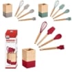 MA MAISON PORTA UTENSILI CON 4 UTENSILI IN LEGNO E IN SILICONE COLORI ASSORTITI 