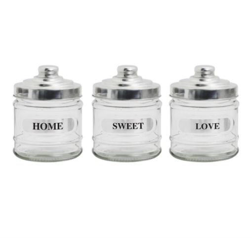 MA MAISON HOME BARATTOLO IN VETRO CON RILIEVO COPERCHIO IN ALLUMINIO SCRITTA ASSORTITA 280 ML
