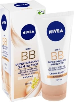NIVEA 5 IN 1 BB SUPER IDRATANTE 24H NO STOP CON OLIO DI JOJOBA BIO PIGMENTI ILLUMINANTI CREMA GIORNO NATURALE 50 ML OKX
