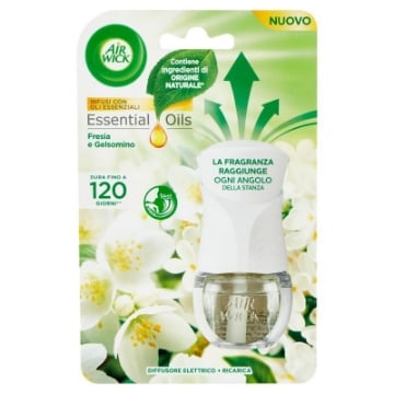 AIR WICK DIFFUSORE ELETTRICO + RICARICA INFUSI CON OLI ESSENZIALI FRESIA E GELSOMINO DURA FINO A 120 GIORNI 19 ML OKX