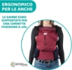 CHICCO MARSUPIO NEONATI MYAMAKI FIT COLOR BORGOGNA MAX 15 KG CON SEDUTA E PANNELLO REGOLABILI SUPPORTO SCHIENA E COLLO LEAF