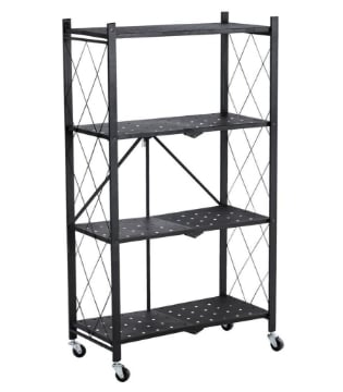 MA MAISON SCAFFALE PIEGHEVOLE 4 RIPIANI NERO CON ROTELLE PER SPOSTAMENTO RICHIUDIBILE E RIPONIBILE 72X24X125 CM 