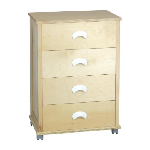 CASSETTIERA POKER PLUS NATURALE IN FAGGIO BASE INFERIORE IN MULTISTRATO DI BETULLA 4 CASSETTI RUOTE IN PLASTICA GOMMATA 
