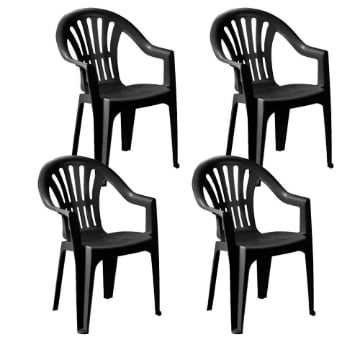 SEDIA KONA LINEA CLASSICA SET 4 SEDIE IMPILABILI SCHIENALE BASSO IN POLIPOPILENE DA ESTERNO COLORE ANTRACITE 55X53.5X82 CM 