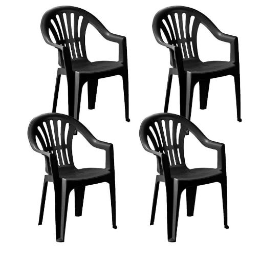 SEDIA KONA LINEA CLASSICA SET 4 SEDIE IMPILABILI SCHIENALE BASSO IN POLIPOPILENE DA ESTERNO COLORE ANTRACITE 55X53.5X82 CM 