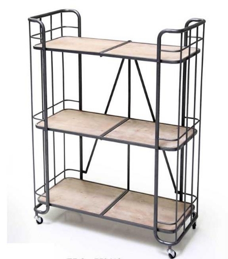 INDUSTRIAL SCAFFALE PIEGHEVOLE IN METALLO CON 3 MENSOLE 80X40X116 CM