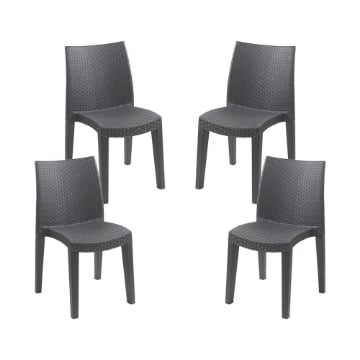 SET 4 PZ SEDIA LADY IMPILABILE DA ESTERNO ED INTERNO ANTRACITE 55 X 48 X H86 CM
