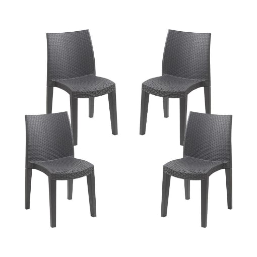 SET 4 PZ SEDIA LADY IMPILABILE DA ESTERNO ED INTERNO ANTRACITE 55 X 48 X H86 CM