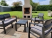 SET MOREEA DA GIARDINO EFFETTO RATTAN IN COLORE ANTRACITE CON CUSCINI