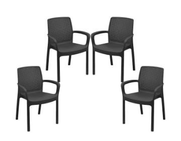 SET 4 PZ POLTRONA REGINA DA ESTERNO IN RESINA IN COLORE ANTRACITE