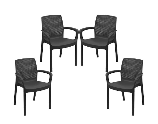 SET 4 PZ POLTRONA REGINA DA ESTERNO IN RESINA IN COLORE ANTRACITE
