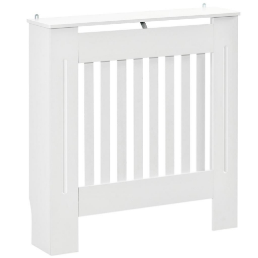 COPRITERMOSIFONE IN LEGNO MDF BIANCO CON DOGHE VERTICALI 78X19X81CM