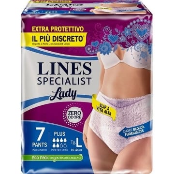 LINES SPECIALIST PANTS  PLUS IPOALLERGENICO TAGLIA L IN CONFEZIONE DA 7 PEZZI