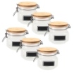 MA MAISON SET 6 PURE GLAS BARATTOLI IN VETRO CON TAPPO IN LEGNO CHIUSURA A CLIP + ETICHETTA PER PERSONALIZZAZIONE 12X12X11H CM 