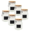 MA MAISON SET 6 PURE GLAS BARATTOLI IN VETRO CON TAPPO IN LEGNO CHIUSURA A CLIP + ETICHETTA PER PERSONALIZZAZIONE 12X12X16H CM 
