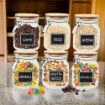 MA MAISON SET 6 PURE GLAS BARATTOLI IN VETRO CON TAPPO IN LEGNO CHIUSURA A CLIP + ETICHETTA PER PERSONALIZZAZIONE 12X12X16H CM 