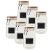 MA MAISON SET 6 PURE GLAS BARATTOLI IN VETRO CON TAPPO IN LEGNO CHIUSURA A CLIP + ETICHETTA PER PERSONALIZZAZIONE 12X12X20H CM 