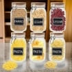 MA MAISON SET 6 PURE GLAS BARATTOLI IN VETRO CON TAPPO IN LEGNO CHIUSURA A CLIP + ETICHETTA PER PERSONALIZZAZIONE 12X12X20H CM 