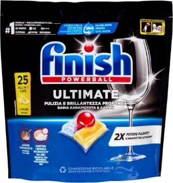 FINISH POWERBALL ULTIMATE PULIZIA E BRILLANTEZZA PROFONDA CONTRO I RESIDUI INCROSTATI DA 48H 25 CAPSULE FRAGRANZA LIMONE OKX