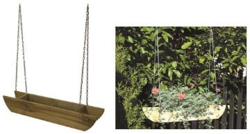 FIORIERA SOSPESA IN LEGNO ABETE ROSSO E PINO VERDE MASSELLO IMPREGNATO A PRESSIONE 90X18X115 CON CATENA 81 CM