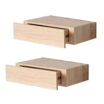 SET 2 MENSOLE CON CASSETTO COLORE ROVERE SBIANCATO DA PARETE SISTEMA REGGIMENSOLA A SCOMPARSA 40X24X10 CM