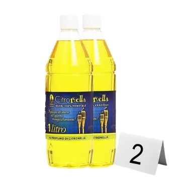 CITRONELLA SET 2  OLI COMBUSTIBILI PER TORCE DA GIARDINO ESTERNE 100% VEGETALE AIUTA AD ALLONTANARE LE ZANZARE 1 LT
