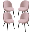 SET 4 POLTRONE IMBOTTITA IN TESSUTO TEDDY COLORE ROSA SEDIA CON GAMBE IN METALLO NERO 48X50X79 CM PORTATA MAX 130 KG
