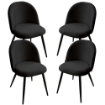 SET 4 POLTRONE IMBOTTITE IN TESSUTO TEDDY COLORE NERO SEDIA CON GAMBE IN METALLO NERO 48X50X79 CM PORTATA MAX 130 KG