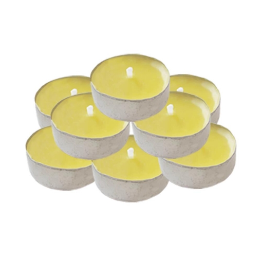 MAURY'S CANDELINE TEA LIGHT 15 PZ GIALLE CON OLIO DI CITRONELLA E BASE IN METALLO