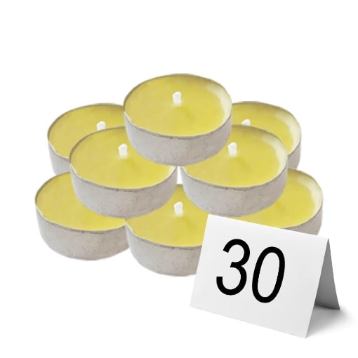 MAURY'S CANDELINE TEA LIGHT 30 PZ GIALLE CON OLIO DI CITRONELLA E BASE IN METALLO